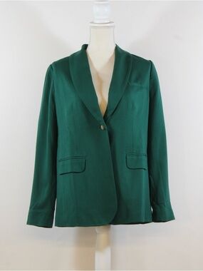 J.Jill Women’s Boxwood Green Shawl Collar One Button Blazer Jacket NWT